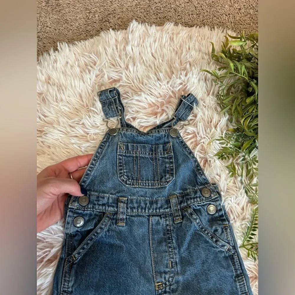 Carters Blue Denim Snap‎ Leg Jean Overalls Baby Sz 12 Months